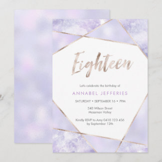 18th Birthday Invitation purple and gold