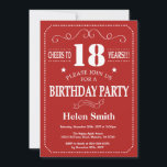 18th Birthday Invitation Red and White<br><div class="desc">18th Birthday Invitation Red and White Typography. Red and White Background. Adult Birthday. Male Men or Women Birthday. Kids Boy or Girl Lady Teen Teenage Bday Invite. 13th 15th 16th 18th 20th 21st 30th 40th 50th 60th 70th 80th 90th 100th. Any Age. For further customization, please click the "Customize it"...</div>