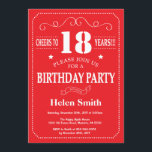 18th Birthday Invitation Red and White<br><div class="desc">18th Birthday Invitation Red and White Typography. Red and White Background. Adult Birthday. Male Men or Women Birthday. Kids Boy or Girl Lady Teen Teenage Bday Invite. 13th 15th 16th 18th 20th 21st 30th 40th 50th 60th 70th 80th 90th 100th. Any Age. For further customization, please click the "Customize it"...</div>