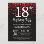 18th Birthday Invitation Red Glitter<br><div class="desc">18th Birthday Invitation with Red String Lights with Red Glitter Background. Red Birthday. Adult Birthday. Men or Women Bday Invite. 13th 15th 16th 18th 20th 21st 30th 40th 50th 60th 70th 80th 90th 100th, Any age. For further customization, please click the "Customize it" button and use our design tool to...</div>