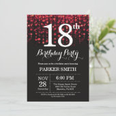 18th Birthday Invitation Red Glitter (Standing Front)