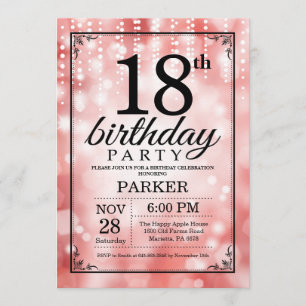 18th Birthday Invitation Red Glitter