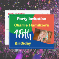 18th Birthday Invitation with Photo Postcard