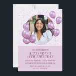 18th birthday invitations Balloons Photo Purple<br><div class="desc">18th birthday invitations Balloons Photo Purple chic glam glitter sparkle</div>