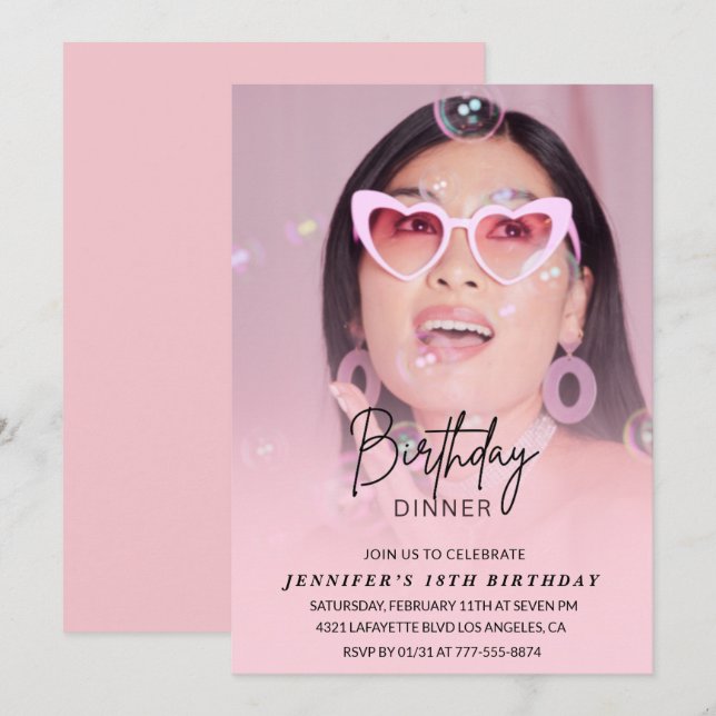 18th birthday invitations Birthday Dinner Photo (Front/Back)