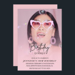 18th birthday invitations Birthday Dinner Photo<br><div class="desc">18th birthday invitations Birthday Dinner Photo Pink</div>