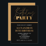 18th birthday invitations Birthday party Black<br><div class="desc">18th birthday invitations Birthday party Black Gold  elegant modern</div>