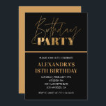 18th birthday invitations Birthday party Black<br><div class="desc">18th birthday invitations Birthday party Black Gold  elegant modern</div>