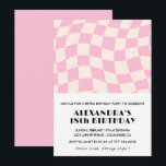 18th birthday invitations Checkered Retro Pink<br><div class="desc">18th birthday invitations Checkered Retro Pink</div>