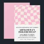18th birthday invitations Checkered Retro Pink<br><div class="desc">18th birthday invitations Checkered Retro Pink</div>