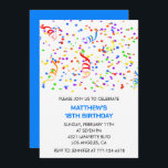 18th birthday invitations Confetti Rainbow Boy<br><div class="desc">Simple 18th birthday invitations Confetti Rainbow calligraphy typography milestone classic elegant celebration modern colorful</div>