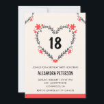 18th birthday invitations for her floral heart<br><div class="desc">18th birthday invitations for her floral flowers heart modern</div>