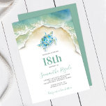 18th Birthday Invitations Luau & Beach Party<br><div class="desc">Celebrate eighteen in style with these modern pool party invitations, featuring a watercolor sea turtle and ocean waves in shades of blue, green, and turquoise. Perfect for a Hawaii-inspired luau, beach bash, or summer celebration! 🌺 Tropical & Coastal Design – A fresh mix of sea-inspired colors with elegant typography. 🏝️...</div>