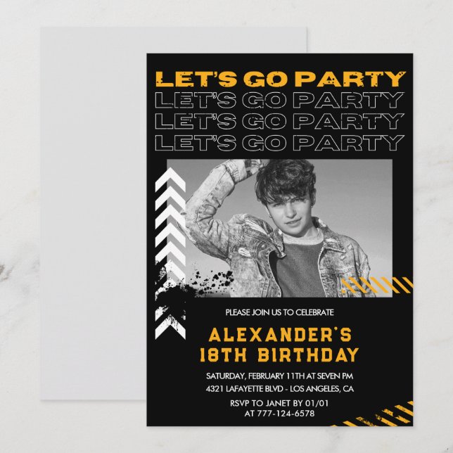 18th birthday invitations Men Photo Spray paint (Front/Back)