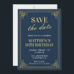 18th birthday invitations Men Save the date Navy<br><div class="desc">Elegant 18th birthday invitations Men Save the date Navy Gold chic modern</div>