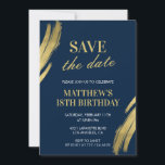 18th birthday invitations Save the date Navy Gold<br><div class="desc">Elegant 18th birthday invitations Save the date Navy Gold chic</div>