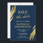 18th birthday invitations Save the date Navy Gold<br><div class="desc">Elegant 18th birthday invitations Save the date Navy Gold chic</div>