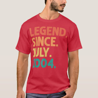 18th Birthday Legend Since July 2004 18 Years Old T-Shirt