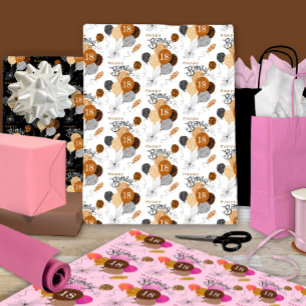 18th Birthday Leopard Tiger Animal Print Balloons Wrapping Paper Sheets