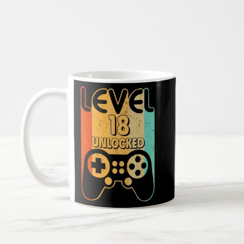 18th Birthday  Level 18 Unlocked  Video Gamer  Coffee Mug