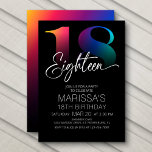 18th Birthday Modern Invitation<br><div class="desc">Start the party in style with this modern, elegant birthday invitation. The dark rainbow spectrum and bold typography give this design a fun, grownup vibe. Perfect for a non-themed birthday party for males, females, or none of the above. Order your printed invitations and party supplies or download your digital invitations...</div>