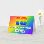 [ Thumbnail: 18th Birthday: Multicolored Rainbow Pattern # 18 Card ]