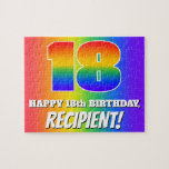 [ Thumbnail: 18th Birthday — Multicolored Rainbow Pattern “18” Jigsaw Puzzle ]
