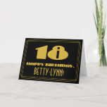 [ Thumbnail: 18th Birthday: Name + Art Deco Inspired Look "18" Card ]