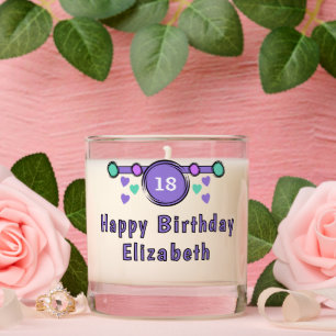 18th birthday name purple green scented candle