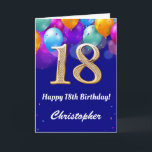 18th Birthday Navy Blue and Gold Colorful Balloons Card<br><div class="desc">18th Birthday Navy Blue and Gold Colorful Balloons Birthday Card. For further customization,  please click the "Customize it" button and use our design tool to modify this template.</div>