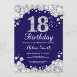 18th Birthday Navy Blue and Silver Diamond Invitation<br><div class="desc">18th Birthday Invitation. Navy Blue and Silver Rhinestone Diamond. Elegant Birthday Bash invite. Adult Birthday. Women Birthday. Men Birthday. For further customization,  please click the "Customize it" button and use our design tool to modify this template.</div>