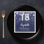 18th birthday navy blue silver stars napkins<br><div class="desc">For an 18th birthday celebration. A navy blue background color with faux silver stars. The blue color is uneven.  Add your name,  text.</div>