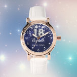 18th birthday navy blue silver stars watch<br><div class="desc">A gift for an 18th birthday. A navy blue background color with faux silver stars. The blue color is uneven.  Add a name,  date.</div>