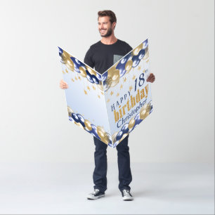 18th Birthday Navy Gold Glitter Jumbo Card