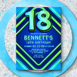 18th Birthday Neon Invitation<br><div class="desc">The perfect birthday design for a big day that's gonna be loud, exciting, and memorable! Featuring bold neon typography with arcade-like styling, this design crams loads of fun into a single package. The green, aqua and blue details add a masculine edge to a bold and bright design. Perfect for that...</div>