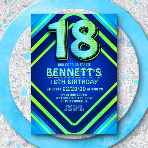 18th Birthday Neon Invitation