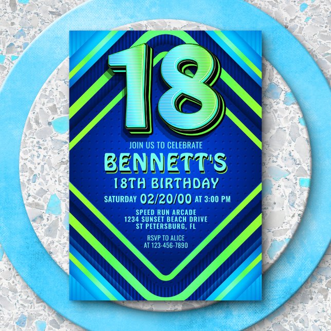 18th Birthday Neon Invitation (Creator Uploaded)