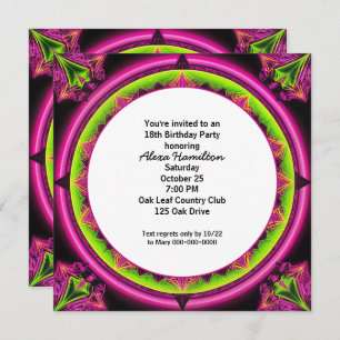 18th Birthday Neon Kaleidoscope Invitation