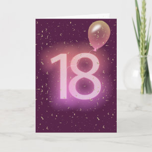 18th Birthday Neon Sign and Balloon Card