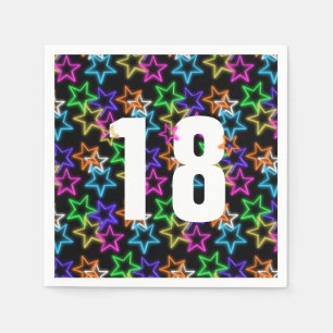 18th Birthday Neon Stars On Black Napkins