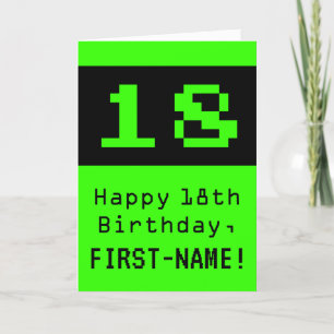 18th Birthday: Nerdy / Geeky Style "18" and Name Card