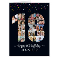 18th Birthday Number 18 Custom Photo Collage Black