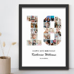 18th Birthday Number 18 Custom Photo Collage Poster<br><div class="desc">Celebrate your teen's milestone 18th birthday with this personalized number 18 photo collage poster. This customizable gift is a perfect way to display precious memories from your child's first year. The poster features a collage of photos capturing those special moments, and it can be customized with your child's name and...</div>