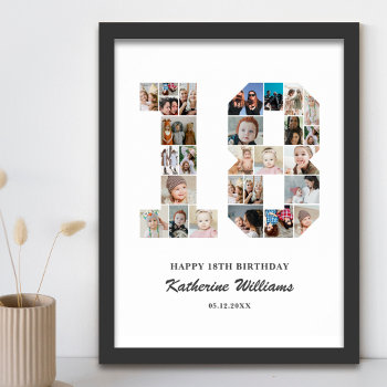 18th Birthday Number 18 Custom Photo Collage Poster by raindwops at Zazzle