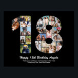18th Birthday Number 18 Custom Photo Collage Poster<br><div class="desc">Mark years of wonderful memories and adventures with this captivating 18th Birthday Number Photo Collage. This customizable template is the perfect blend of creativity and sentiment, allowing you to create a truly memorable and personalized gift for your loved one's special day. Capture the essence of incredible years in a single...</div>