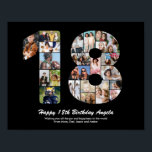 18th Birthday Number 18 Custom Photo Collage Poster<br><div class="desc">Mark years of wonderful memories and adventures with this captivating 18th Birthday Number Photo Collage. This customizable template is the perfect blend of creativity and sentiment, allowing you to create a truly memorable and personalized gift for your loved one's special day. Capture the essence of incredible years in a single...</div>