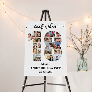 18th Birthday Number 18 Custom Photo Collage White Foam Board