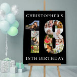 18th Birthday Number 18 Photo Collage Personalized Foam Board<br><div class="desc">18th Birthday Party easel sign - perfect to welcome guests, provide a photo prop and create a fun "do you remember when .. ?" talking point. The photo template is set up for you to upload your pictures to form the number 18. The template uses a mix of square, portrait...</div>