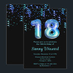 18th Birthday Ocean Balloons with Confetti Invitation<br><div class="desc">This elegant and glamorous birthday invitation features the number 18 in ocean print with blue and green confetti. The text combines handwritten script and modern sans serif fonts for a classy and sophisticated look.</div>