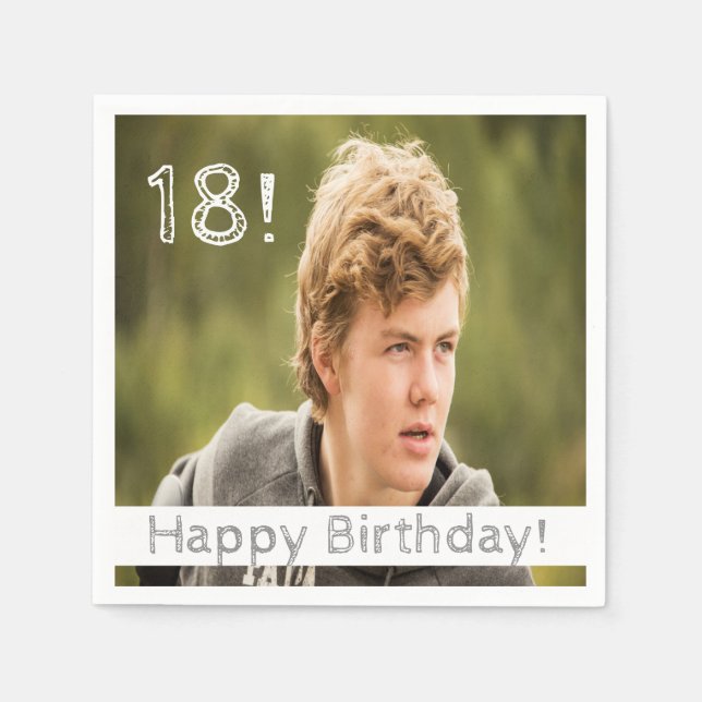 18th birthday part photo boy guy napkins (Front)